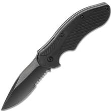 KERSHAW CLASH Assisted Flipper Knife Black Combo Blade, Black GFN Handles K-1605CKTST - KNIFESTOCK