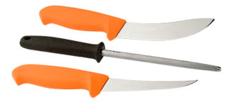 Set de vânătoare Morakniv - portocaliu (2 cuțite + oțel ascuțit) 12098 - KNIFESTOCK