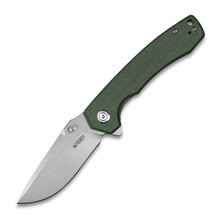 KUBEY Calyce Liner Lock Flipper Folding Knife Green Micarta Handle KU901C - KNIFESTOCK