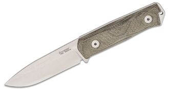 Lionsteel Fixed Blade Sleipner Steel stone washed, GREEN CANVAS handle, leather sheath B41 CVG - KNIFESTOCK