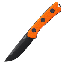 ANV Knives ANVP200-019 P200 N690 DLC Satin Balck Plain Edgge Orange Grip  Leather Sheath - KNIFESTOCK