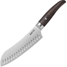 FOX/DUE CIGNI  COQUUS SANTOKU KNIFE 18cm/7&quot;-STAINLESS STEEL  4116,SMOKED OAK NATURAL WOOD HANDLE 2C  - KNIFESTOCK