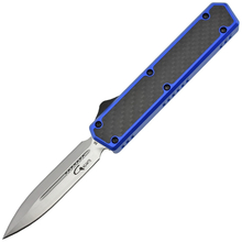 Golgoth G11B4 Bleu. Couteau automatique OTF  lame double tranchant acier D2 manche aluminium bleu et - KNIFESTOCK