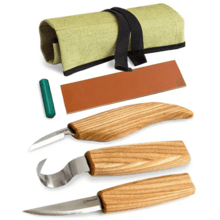 Beavercraft Extended Spoon Carving Set (3 knives in roll + accessories) S13 - KNIFESTOCK