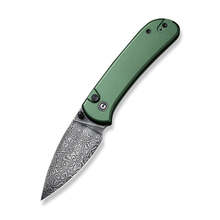 CIVIVI Qubit Green Aluminum Handle Black Hand Rubbed Damascus Blade C22030E-DS1 - KNIFESTOCK