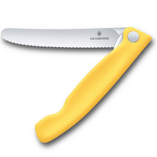 Victorinox Swiss Classic Skladací, ovocie/zelenina, 11cm, zubkovaný, žltý - KNIFESTOCK