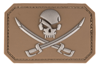 Mil-Tec PATCH 3D SKULL W: SWORDS PVC M.KLETT dark coyot 16832219 - KNIFESTOCK