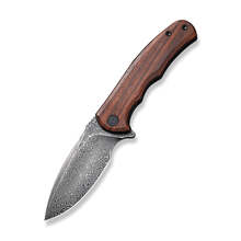 CIVIVI Mini Praxis Guibourtia Wood Handle Black Hand Rubbed Damascus Blade C18026C-DS1 - KNIFESTOCK
