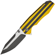 Petrified Fish PFP08 Mocado Fekete Stonewash K110 Sárga &amp; Fekete G10 PFP08YDW - KNIFESTOCK