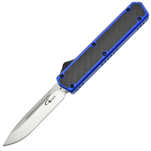 Golgoth G11C4 Bleu. Couteau automatique OTF lame acier D2 manche aluminium bleu et fibre de carbone - KNIFESTOCK