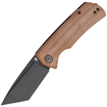 Petrified Fish PFP01T Beluga Black Stonewash K110 Brown Micarta PFP01TKMDW - KNIFESTOCK