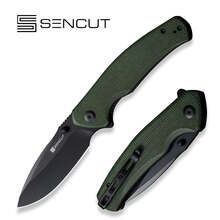 SENCUT Slashkin Green Canvas Micarta Handle Black D2 Blade S20066-3 - KNIFESTOCK