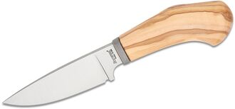 Lionsteel Fixed knife m390 blade OLIVE wood andle, Ti guard, leather sheath WL1  UL - KNIFESTOCK