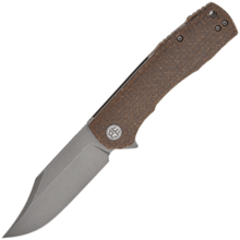 Petrified Fish PFP03 Victor Gray Stonewash K110 Brown Micarta PFP03BRMGAW - KNIFESTOCK