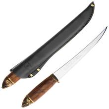Marttiini Salmon filleting knife stainless steel/heat treated curly birch* &amp; bronze/leather 552017 - KNIFESTOCK