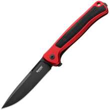 Lionsteel Solid RED Aluminum knife, MagnaCut blade OLD BLACK, Black Canvas inlay  SK01A RB - KNIFESTOCK