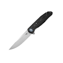 BESTECH ASCOT D2, Satin, Interlayer With Carbon Fiber and G10 BG19a - KNIFESTOCK