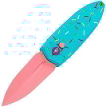 Bestech QUQU 14C28N Rosa Målad Aluminium Blå, Tryckt Strössel Mönster Knapp Lås BG57C-1 - KNIFESTOCK