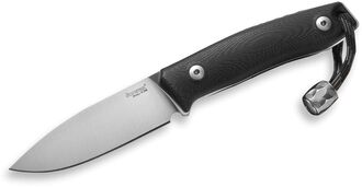 Lionsteel Fixed knife m390 blade Black G10 handle, leather sheath, Ti Pearl M1 GBK - KNIFESTOCK
