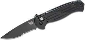 Benchmade AFO II AUTO Folding Knife, Black Combo Blade, Aluminum Handles - 9051SBK - KNIFESTOCK