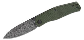 CIVIVI Green Canvas Micarta Handle Black Hand Rubbed Damascus Blade Nested Liner Lock C22007-DS2 - KNIFESTOCK