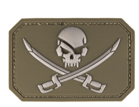 Mil-Tec PATCH 3D SKULL W: SWORDS PVC M.KLETT oliva 16832201 - KNIFESTOCK