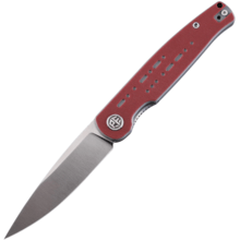 Petrified Fish PFE07 Morse Satin 154CM Red with Gray G10 PFE07RS - KNIFESTOCK