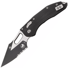 Microtech STITCH S/E RAM - LOK MUST VÄRVITUD TERA FLUTEERITUD G-10 MUST OSALISELT SERR 169 - KNIFESTOCK