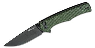 SENCUT Crowley Green Micarta Handle Black Stonewashed D2 Blade S21012-3 - KNIFESTOCK