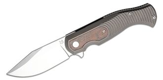 Fox Knives FOX EAST WOOD TIGER FOLD. KNIFE ,CPM-S90VN BLADE SATIN,ZIRCOTE WOOD HDL FX-524 TIZW - KNIFESTOCK