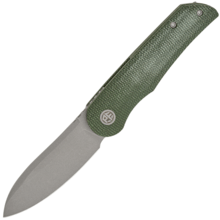Petrified Fish PFE16 El Camino Gray Stonewashed N690 Green Micarta PFE16GRMGAW - KNIFESTOCK