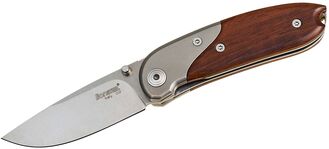 Lionsteel MINI Santos wood handle and titanium Bolster, D2 blade, with clip 8200 ST - KNIFESTOCK