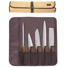 Dellinger Set of 4 japan knives and sharpening steel in rolling bag Pirge TITAN® - KNIFESTOCK