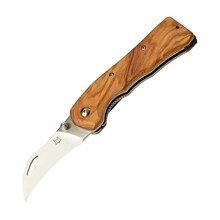 Fox Knives FOX SPORA MUSHROOM FOLDING KNIFE SANDVIK 12C27 SATIN BLADE, OLIVE WOOD HANDLE - KNIFESTOCK