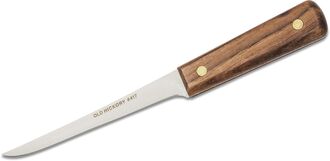 ONTARIO Old Hickory 417 Fillet Knife 6.25&quot; 440C Blade, Hardwood Handles, Leather Sheath ON1275 - KNIFESTOCK