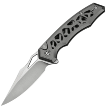 Civivi Anaaki Skeletonized Gray Aluminum HandleSatin Finished Nitro-V BladeButton Lock - KNIFESTOCK