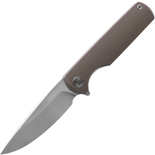 Miguron Knives Talism D2 blade,steel liner lock,Tan G10 handle,steel pocket clip - KNIFESTOCK