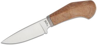 Lionsteel Fixed knife m390 blade NATURAL Canvas handle, Ti guard, leather sheath WL1  CVN - KNIFESTOCK